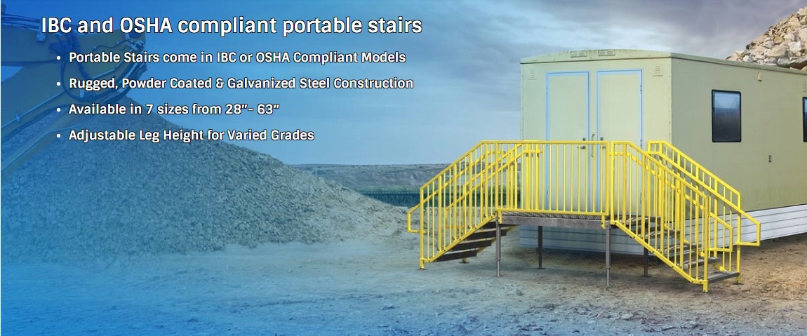 erectastep portable metal stairs adjustable legs IBC or OSHA compliant